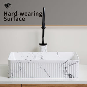 English Elm Oval Porcelain Vessel Sink Bold Marble Art Pattern Above Counter Vanity Basin W3402P362397