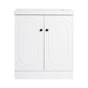 English Elm 30" Modern Freestanding Bathroom Vanity with Resin Sink, Soft-Close Doors, Adjustable Shelf, Durable Plywood Finish White W999S00271