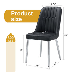 English Elm 2 Pu Leather Dining Chairs Padded Curved Seat Silver Metal Legs Modern Kitchen W2827P395056