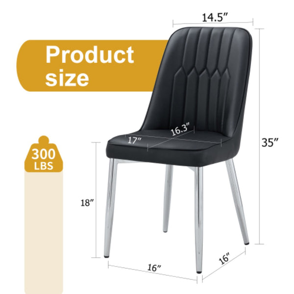 English Elm 2 Pu Leather Dining Chairs Padded Curved Seat Silver Metal Legs Modern Kitchen W2827P395056