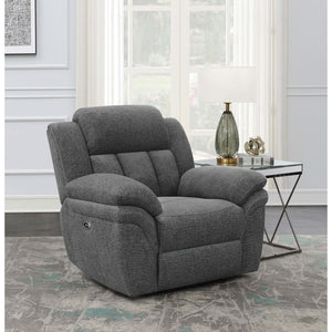 English Elm Pannen Charcoal Upholstered Power Glider Recliner with Pocket Coil Support, Space-Saving Design and Smooth Electric Recline B062P328626
