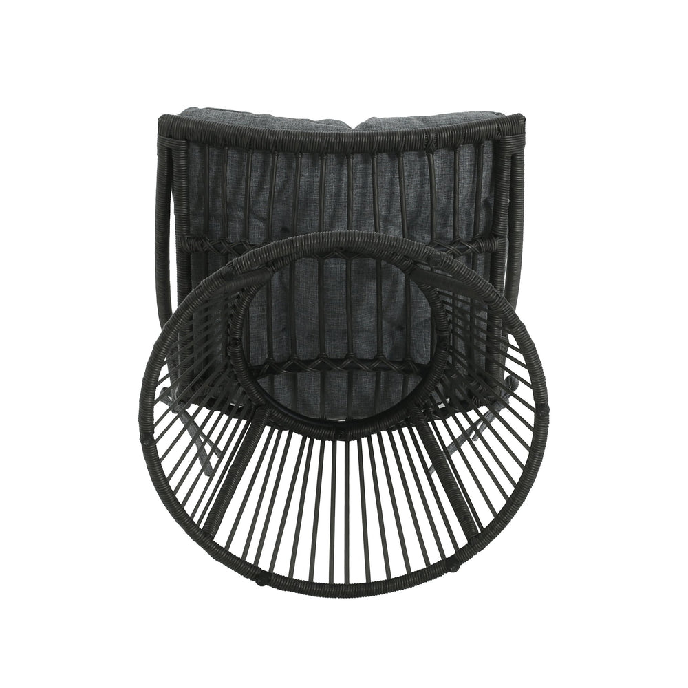 English Elm Christopher Knight Home® - ELAINE Wicker High Back Chair & Cage Side Table Set in Grey — PE Rattan, Water-Resistant Cushions, Retro Papasan Base (2-Piece) N775P188543G