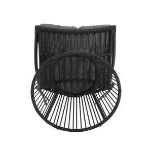 English Elm Christopher Knight Home® - ELAINE Wicker High Back Chair & Cage Side Table Set in Grey — PE Rattan, Water-Resistant Cushions, Retro Papasan Base (2-Piece) N775P188543G