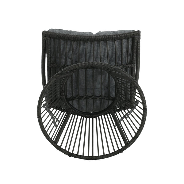 English Elm Christopher Knight Home® - ELAINE Wicker High Back Chair & Cage Side Table Set in Grey — PE Rattan, Water-Resistant Cushions, Retro Papasan Base (2-Piece) N775P188543G