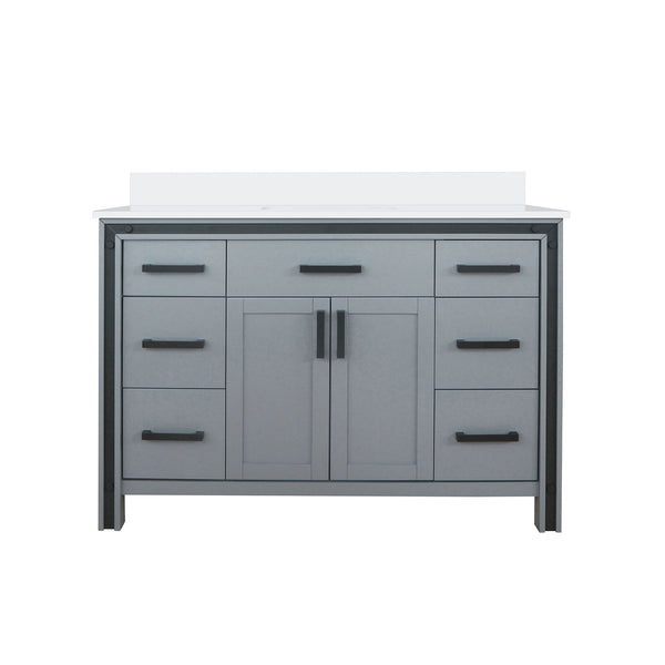English Elm Dark Grey Bath Vanity 48"W X 22"D With Durable Cultured Marble Top & Ample Storage Solutions B2731P260696