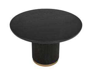Sunpan KALLA Dining Table - 48" Round Charcoal Oak with Gold Base - Modern Elegance for Any Space 112515