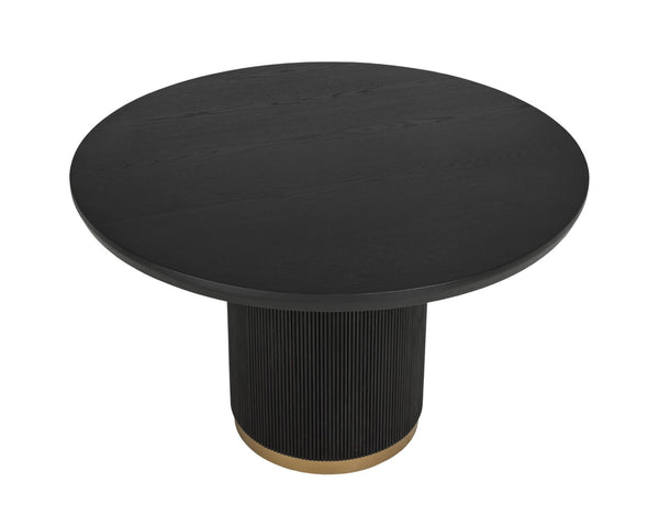 Sunpan KALLA Dining Table - 48" Round Charcoal Oak with Gold Base - Modern Elegance for Any Space 112515