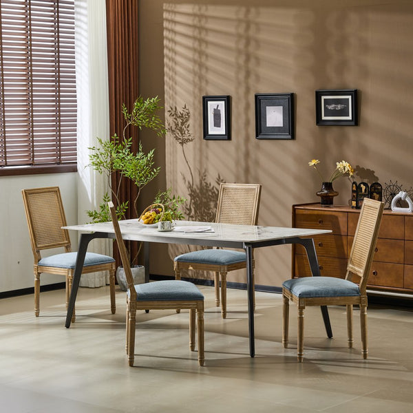 English Elm Christopher Knight Home® - [Set Of 4] Vintage French Country Dining Chairs - Elegant Cane Backrest & Cozy Upholstered Seats N767P263678D_4