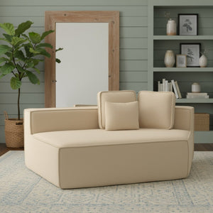 English Elm Beige Teddy Fleece Modular Floor Lounge Chair Foam Cushioned Cozy Dorm Living Room W3326P354557