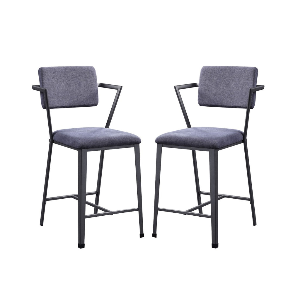 English Elm Set Of 2 Modern Industrial Counter Height Chairs With Gunmetal Metal Frame For Stylish Comfort B016P315289-GIGA