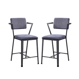 English Elm Set Of 2 Modern Industrial Counter Height Chairs With Gunmetal Metal Frame For Stylish Comfort B016P315289-GIGA