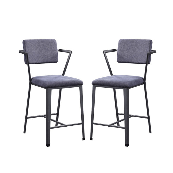 English Elm Set Of 2 Modern Industrial Counter Height Chairs With Gunmetal Metal Frame For Stylish Comfort B016P315289-GIGA