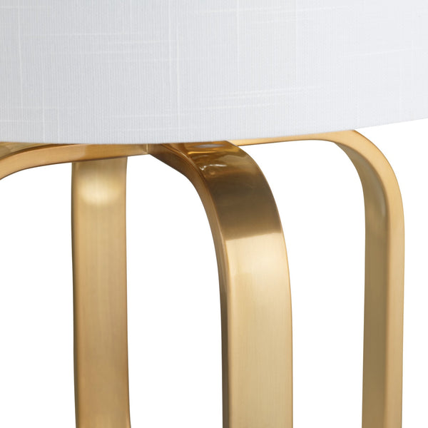 Crestview Collection 26"H Greyson Modern Metal Table Lamp With Chic Gold Finish, Textured White Shade & Versatile Design   Cvazer165