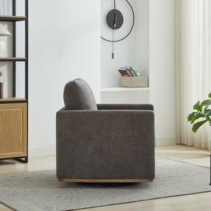 English Elm 30.7"W Square Swivel Accent Chair with Wavy Chenille Upholstery, Solid Wood Frame, 360° Comfort Lounge Charcoal W3188P280019