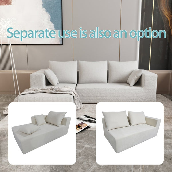 English Elm Combination Linen Sectional Sofa Bed Modular Left Corner Design for Living Rooms W3064S00003