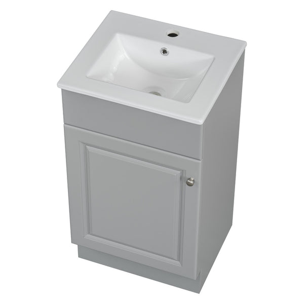 English Elm [video] Compact Sage Green Bathroom Vanity with Ceramic Sink Soft Close Cabinet Grey N759P237932E