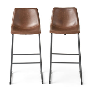 English Elm Christopher Knight Home® - Set of 2 30" Cedric Faux Leather Barstool Vintage Brown — Low Back, Steel Frame, 250lb Capacity, Upholstered Comfort 57583.00