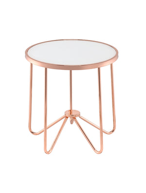 English Elm Alivia Rose Gold Frosted Glass End Table – 5mm Tempered Round Top, Sleek Metal Trim, 40lb Limit B2726P370416