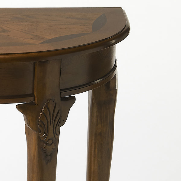 Butler Specialty Kimball Elegant Demilune Wood Console Table With Antique Brass Hardware And Open Shelf Design Medium Brown Rubberwood Solids,Cherry,Maple And Walnut Veneers,Mdf,Resin 653001-butler