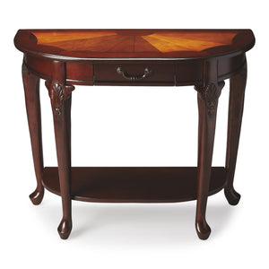 Butler Specialty Kimball Elegant Demilune Wood Console Table With Antique Brass Hardware And Open Shelf Design Dark Brown Rubberwood Solids,Cherry,Maple And Walnut Veneers,Mdf,Resin 653024-butler