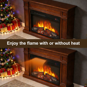 English Elm 26 Inch Slim Electric Fireplace Insert with Log Set Realistic Flame and Remote Timer W1769P345285