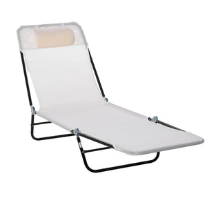 English Elm Outsunny Folding Chaise Lounge Chair - Lightweight Reclining Seat With Mesh Fabric For Outdoor Relaxation W2225P217765-GIGA