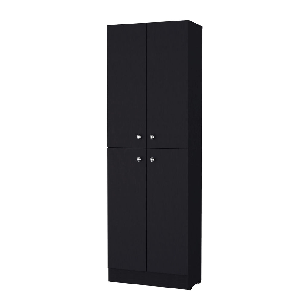 English Elm Wenge Sleek Pantry Cabinet 71.1" H with 5 Hidden Shelves, 4 Doors – Modern Slim Kitchen Storage Solution B062P193660