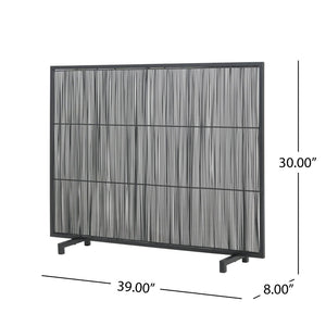 English Elm Willow Iron Fireplace Screen Powder Coated Vertical Bar Grid for Modern Interiors Black N775P386927B