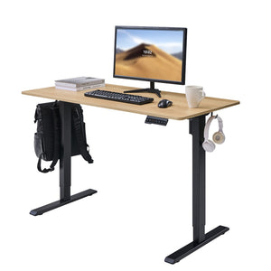 English Elm Electric Standing Desk Mahogany Steel Frame Sit Stand Home Office Workstation Amber+Graphite,Natural Wood W1769P415271