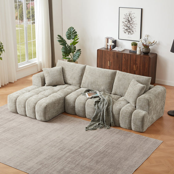 English Elm Chenille Oversized L-Shape Luxury Sectional Sofa - Minimalist Design For Comfort & Style, No Assembly! W2339S00041
