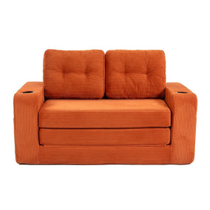 English Elm Convertible Floor Sofa Bed with Memory Foam and Ribbed Corduroy for Small Spaces Orange W395P438028