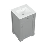 English Elm 20" Bathroom Vanity With Sink, Bathroom Cabinet With Soft Closing Door, Storage Rack and Adjustable Shelve, Grey