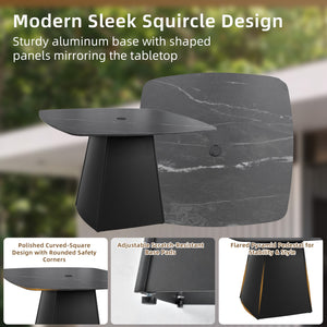 English Elm 5-Piece Outdoor Dining Set With Sintered Stone Table & Sunbrella Chairs - Weather-Resistant Elegance W1886S00031