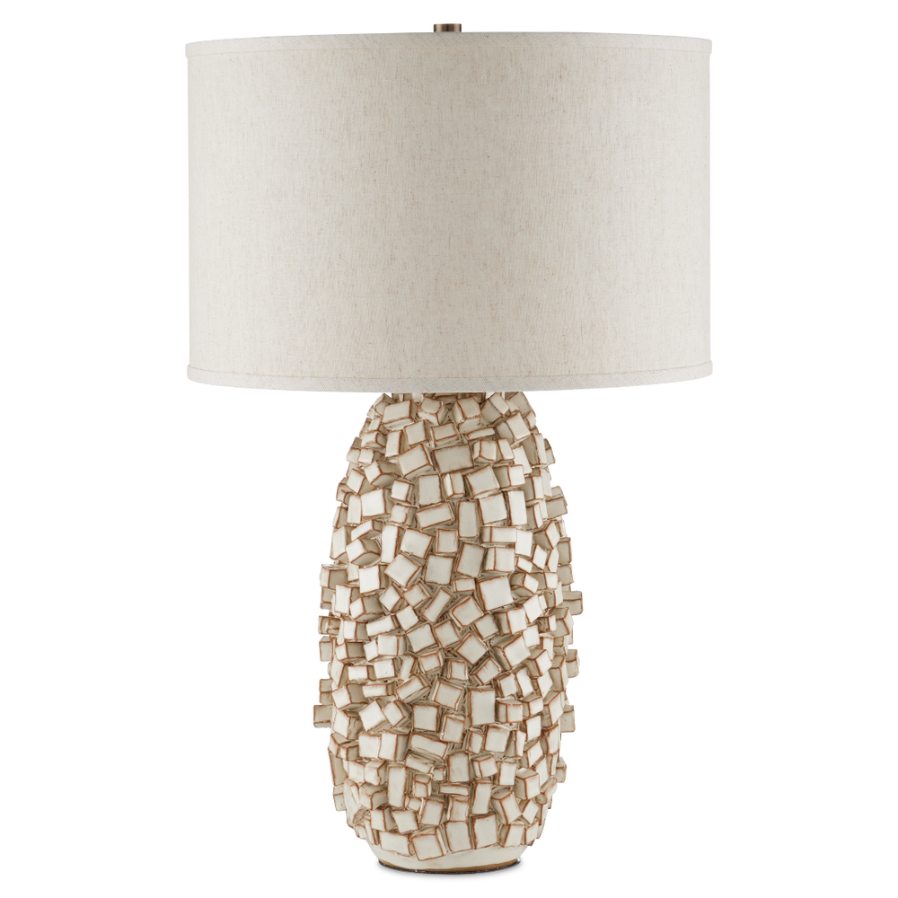 Sugar Cube Ivory Table Lamp - Handcrafted Ceramic Design with Textured Glaze for Unique Decor