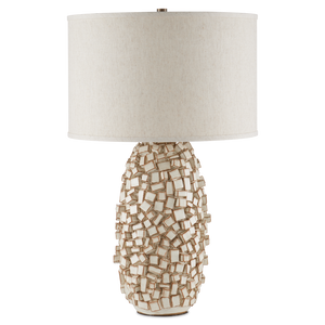 Sugar Cube Ivory Table Lamp - Handcrafted Ceramic Design with Textured Glaze for Unique Decor
