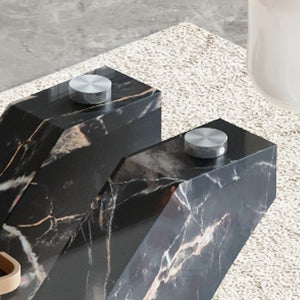 English Elm Table 7-Piece Modern Dining Set With Glass Top, Artistic Mdf Legs, And 6 Comfortable Pu Chairs W1151S03803-GIGA