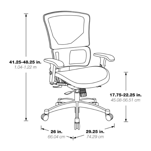 OSP Home Furnishings Big Tall Ergonomic Manager Chair with Lumbar Support Breathable Mesh Seat for Office 639-T11763