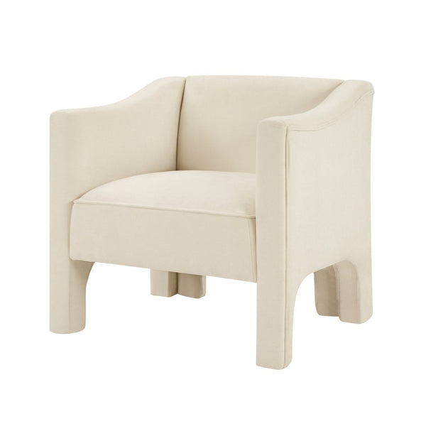 English Elm Modern Barrel Accent Chair Chenille Upholstered Wraparound Armchair for Any Room Beige N763P336531A