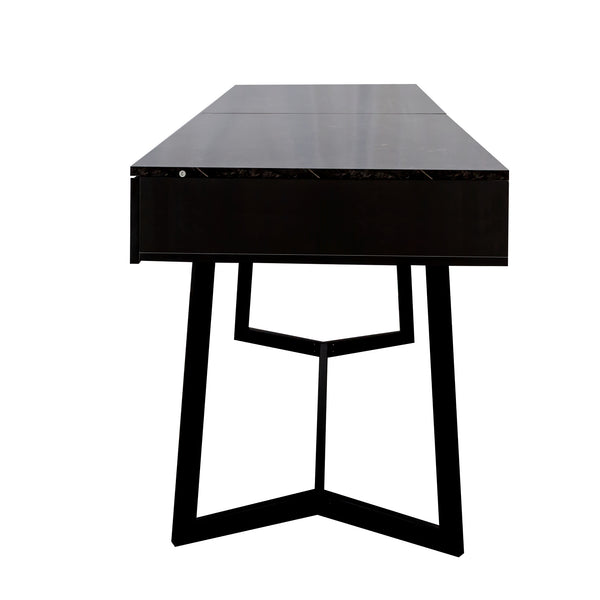English Elm Modern Black Elegant 70.87" Computer Desk with Y-Shape Metal Legs, Spacious Top for Work & Study W331P286651