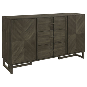 English Elm Glenmoor Rustic Dark Grey 3-Drawer Server with 2 Cabinets, Felt-Lined Drawers & Adjustable Shelves for Stylish Storage and Entertaining (63" W) B062P358299