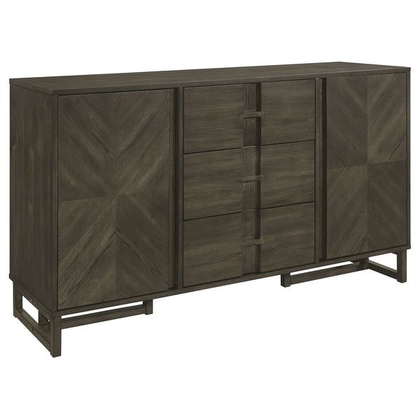 English Elm Glenmoor Rustic Dark Grey 3-Drawer Server with 2 Cabinets, Felt-Lined Drawers & Adjustable Shelves for Stylish Storage and Entertaining (63" W) B062P358299