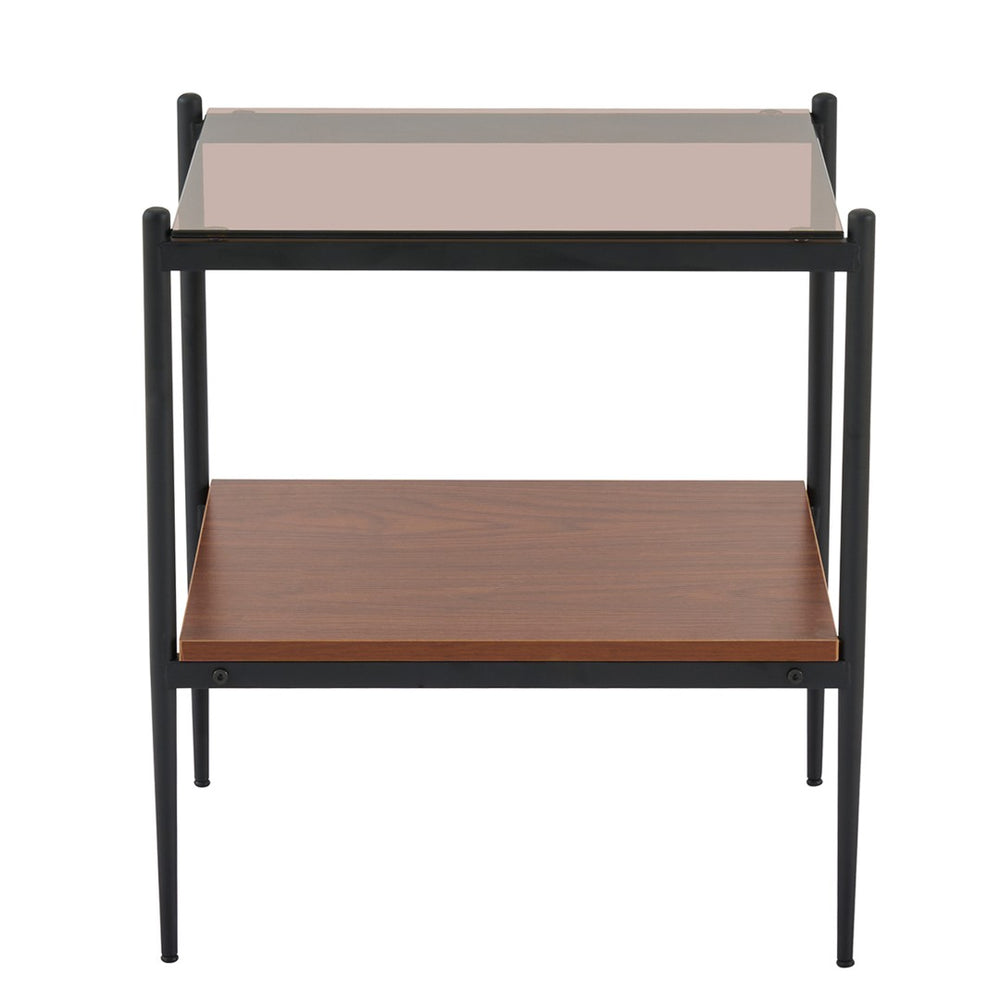 English Elm Set Of 2 Modern Rectangle End Tables With Tempered Glass Top & Mdf Shelf For Stylish Living Rooms W241P184253-GIGA