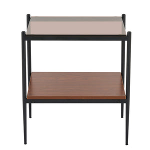 English Elm Set Of 2 Modern Rectangle End Tables With Tempered Glass Top & Mdf Shelf For Stylish Living Rooms W241P184253-GIGA