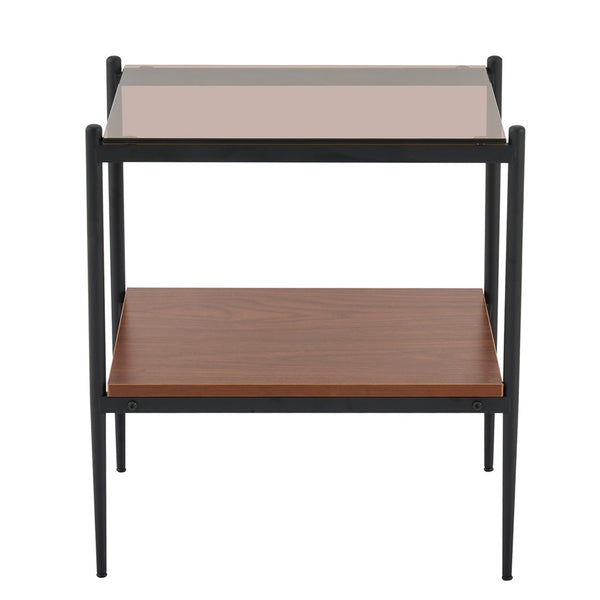 English Elm Set Of 2 Modern Rectangle End Tables With Tempered Glass Top & Mdf Shelf For Stylish Living Rooms W241P184253-GIGA