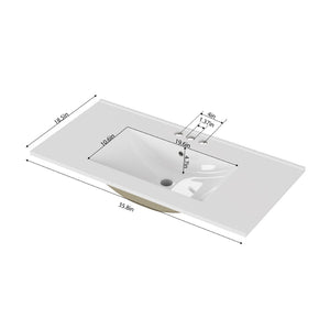 English Elm 36-inch Ceramic Drop-in Bathroom Sink for Vanities with Glazed Minimalist Profile W3151P360959