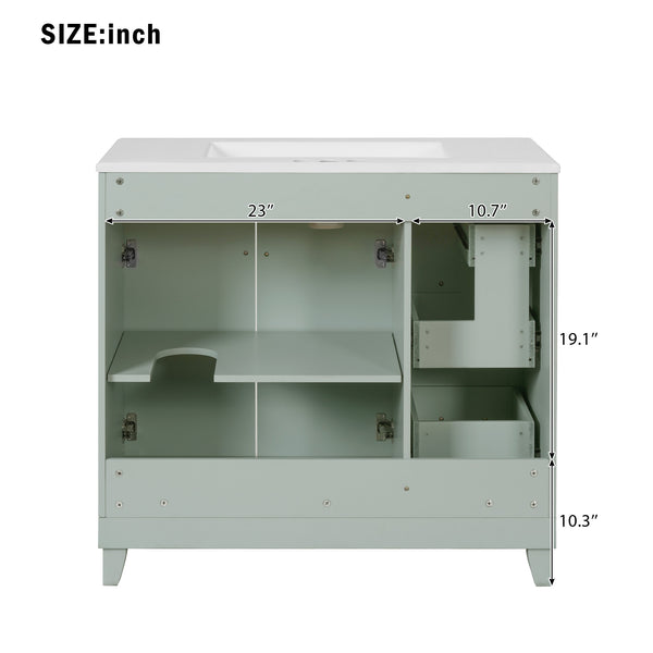 English Elm 36" Modern Bathroom Vanity with Ceramic Sink, Soft-Close Doors, Double-Layer Drawer & Storage Elegance Green N729P289163F