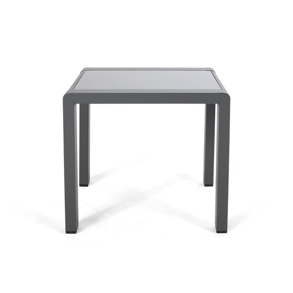 English Elm Christopher Knight Home® - CAPE Coastal Aluminum Side Table with Frosted Tempered Glass Top — Durable Contemporary Patio Accent Grey 65810.00GRY