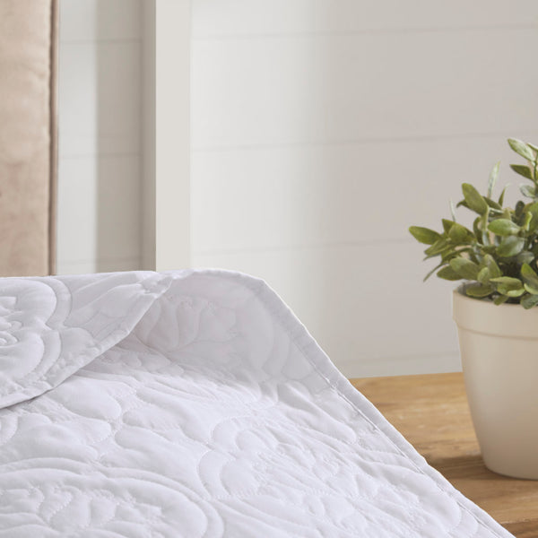 JLA Home 510 Design - 3 Reversible Bedspread Set Oversized Quilted Medallion Microfiber 3-Piece Hypoallergenic Washable Elegance White 5DS13-0293