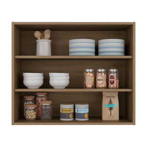 English Elm Natural Oak Wall Mounted Open Shelf Cabinet for Modern Kitchen or Pantry Storage B062P483756