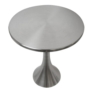 English Elm Metal Spun Round Accent Table Brushed Nickel Finish for Modern Living Rooms B202P471740